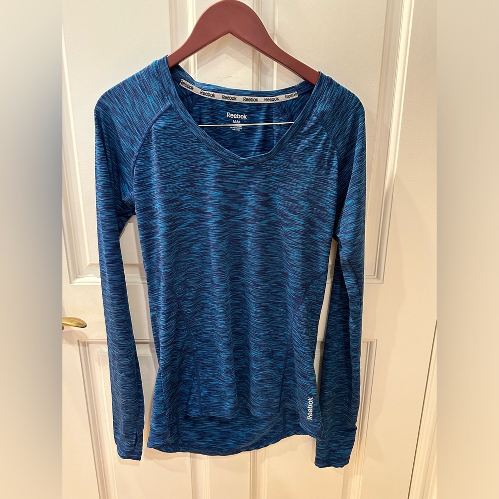 Rebook blue long sleeve exercise shirt, Size M
